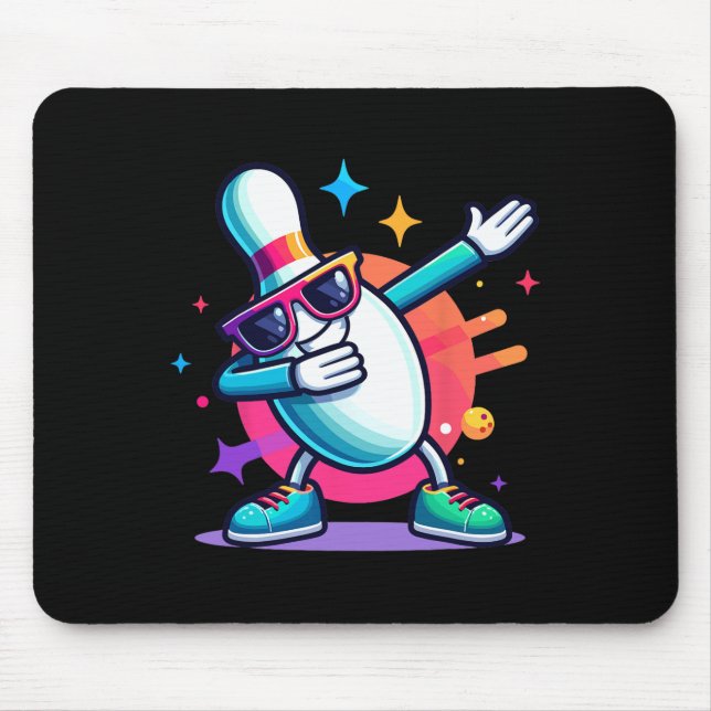 Mousepad Boliche Pin Dabbing Sungles Bowler Player Kids Boy (Frente)