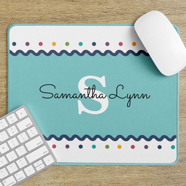 Mousepad Bolinhas Arco-Íris Personalizável Monograma (Criador carregado)