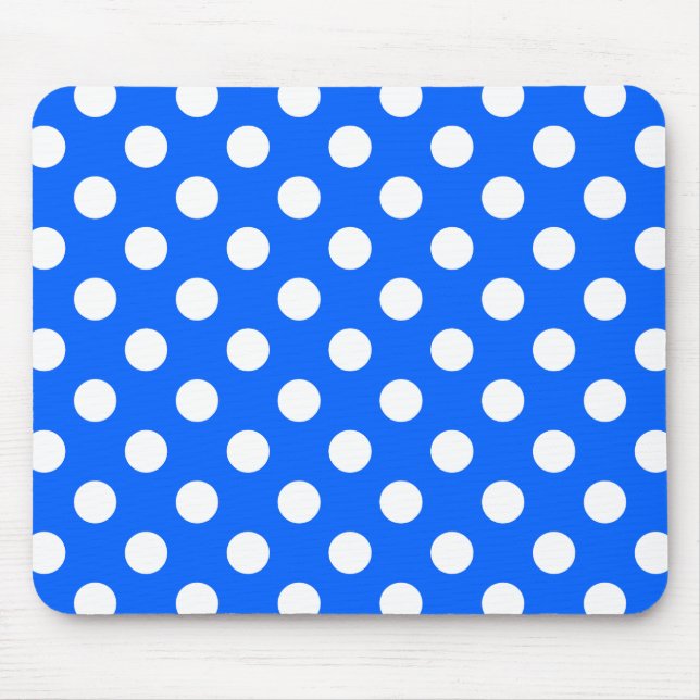 Mousepad Bolinhas brancas de azul real (Frente)