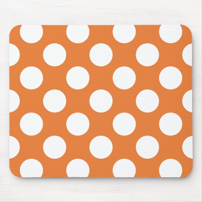 Mousepad Bolinhas brancas e laranja (Frente)