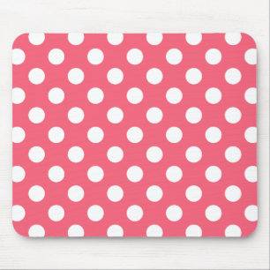 Mousepad Bolinhas brancas em coral