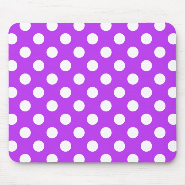 Mousepad Bolinhas brancas em roxo brilhante (Frente)