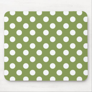 Mousepad bolinhas brancas em verde-azeitona