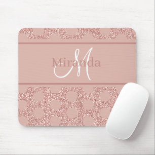 Mousepad Bolinhas Brilhante, cor-de-rosa Dourada, com Rosa 