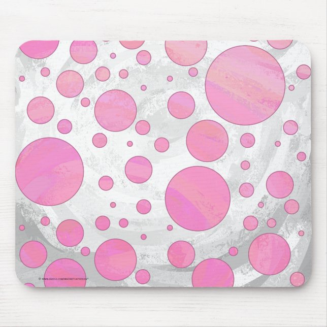 Mousepad Bolinhas Cor de Algodão Rosa (Frente)