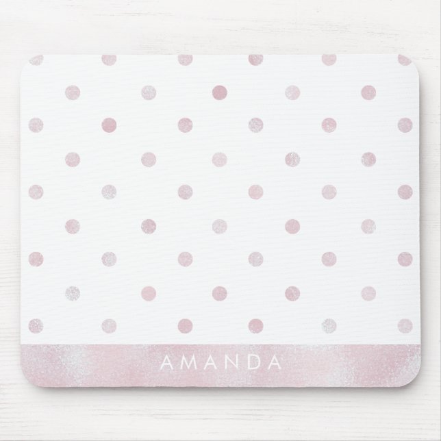 Mousepad Bolinhas cor-de-rosa brilhante PERSONALIZAR ADICIO (Frente)