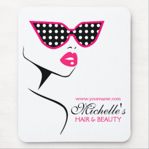 Mousepad Bolinhas Cor-de-rosa preto Beleza dos óculos escur