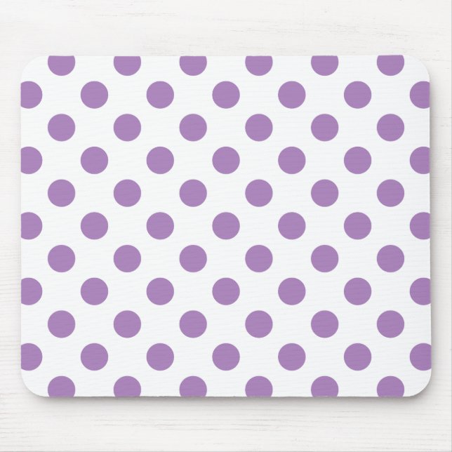 Mousepad bolinhas de lavanda em branco (Frente)