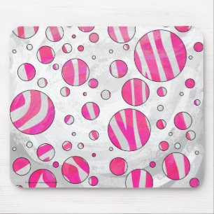 Mousepad Bolinhas de Zebra Branca e Rosa