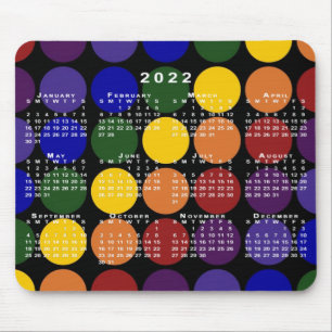 Mousepad bolinhas do calendário LGBTQ Rainbow 2022 em pret