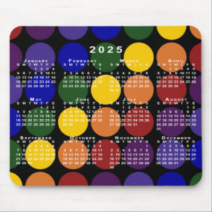 Mousepad bolinhas do calendário LGBTQ Rainbow 2025 em preto