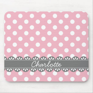 Mousepad Bolinhas e Cinzas rosa, moveis