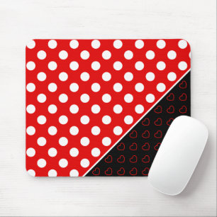 Mousepad Bolinhas E Corações De Na moda Vermelho E Preto Br