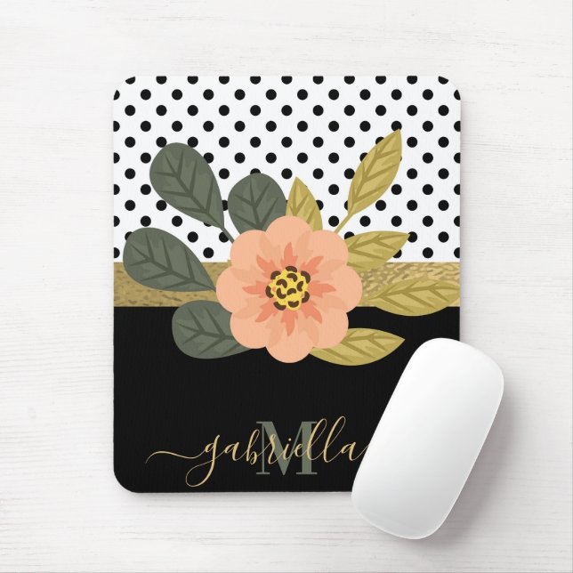 Mousepad Bolinhas e Floral (Com mouse)