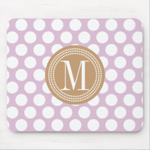 Mousepad Bolinhas grandes da lavanda & do Brown Monogrammed
