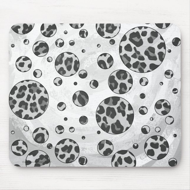 Mousepad Bolinhas Leopardo Preto e Branco (Frente)