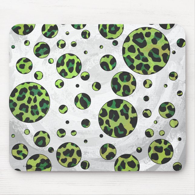 Mousepad Bolinhas Leopardo Preto e Verde (Frente)