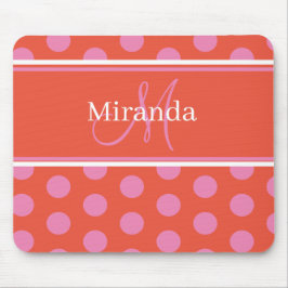 Mousepad Bolinhas Monograma Script Cor-de-rosa Laranja Girl