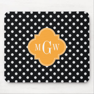 Mousepad Bolinhas Negra Cantaloupe Quatrefoil 3 Monograma