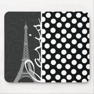 Mousepad Bolinhas Preta e Branca, Pontos; Paris