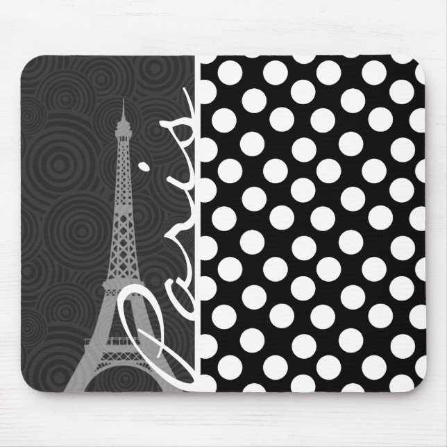 Mousepad Bolinhas Preta e Branca, Pontos; Paris (Frente)