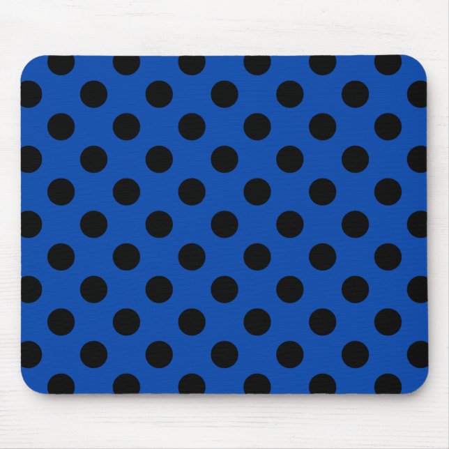 Mousepad Bolinhas pretas de azul real (Frente)