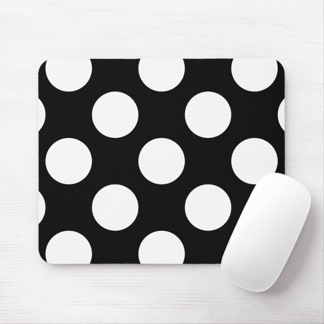 Mousepad Bolinhas Pretas e Brancas, Padrão de Bolinhas (Com mouse)