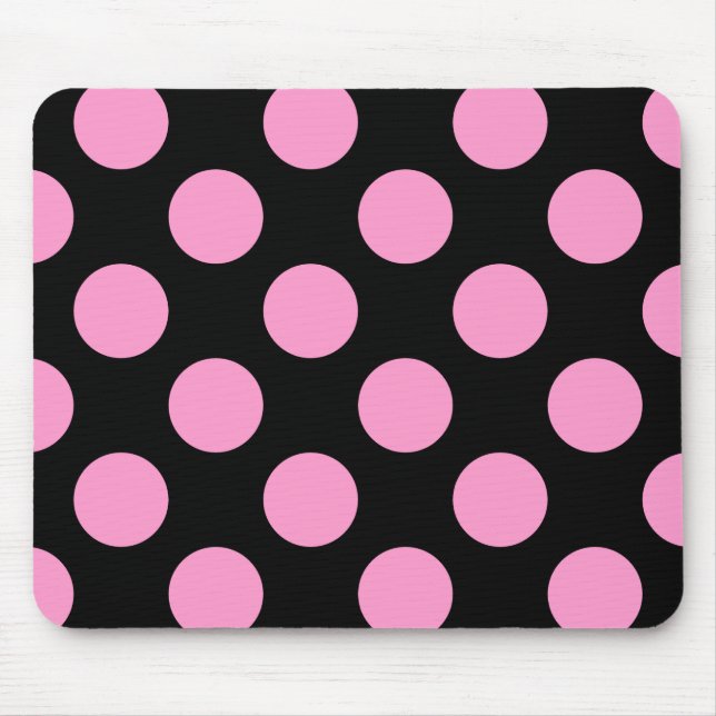 Mousepad Bolinhas Pretas e Rosa (Frente)