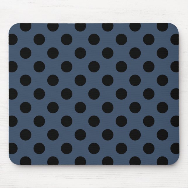Mousepad Bolinhas pretas em azul-cinza (Frente)