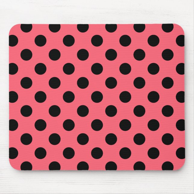 Mousepad Bolinhas pretas em coral (Frente)