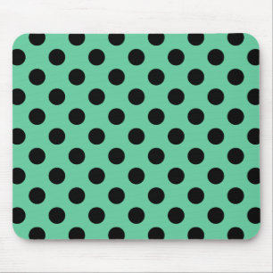 Mousepad Bolinhas pretas em verde-menta