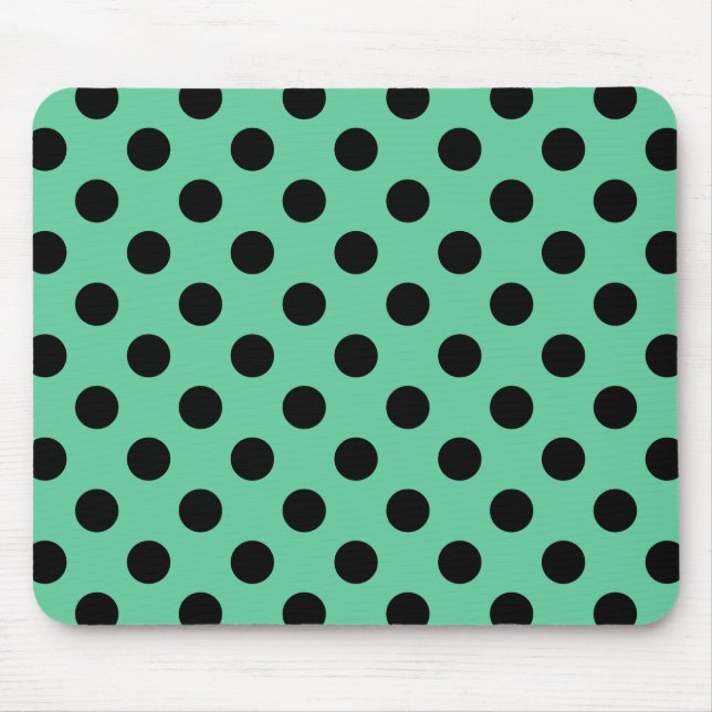 Mousepad Bolinhas pretas em verde-menta (Frente)
