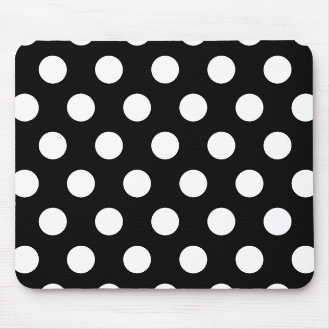 Mousepad Bolinhas preto e branco retros (Frente)