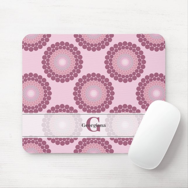 Mousepad Bolinhas Radiante Dusky Personalizado Rosa Mandala (Com mouse)