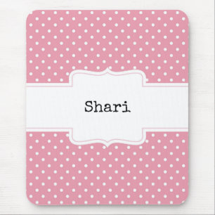 Mousepad Bolinhas rosa e brancas personalizadas