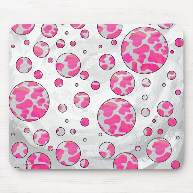 Mousepad Bolinhas rosa e branco (Frente)