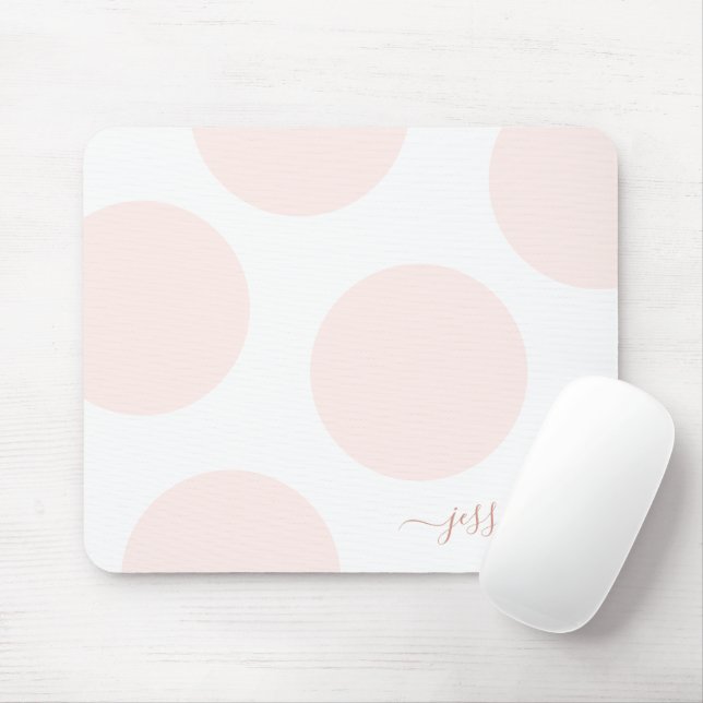 Mousepad Bolinhas Rosa Esbranquiçada Personalizada Simples (Com mouse)