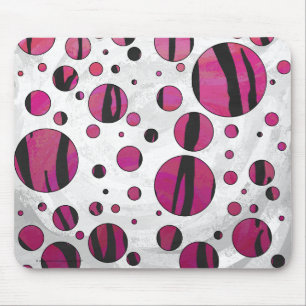 Mousepad Bolinhas Tigre Impressão Rosa e Preto