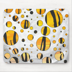 Mousepad Bolinhas Tigre Preto e Impressão Laranja