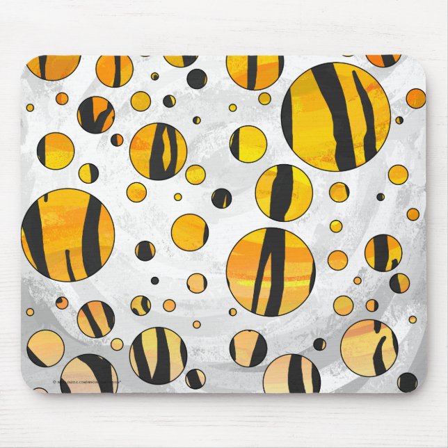 Mousepad Bolinhas Tigre Preto e Impressão Laranja (Frente)