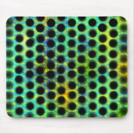 Mousepad Bolinhas verdes e pretas gerando formas, sombra