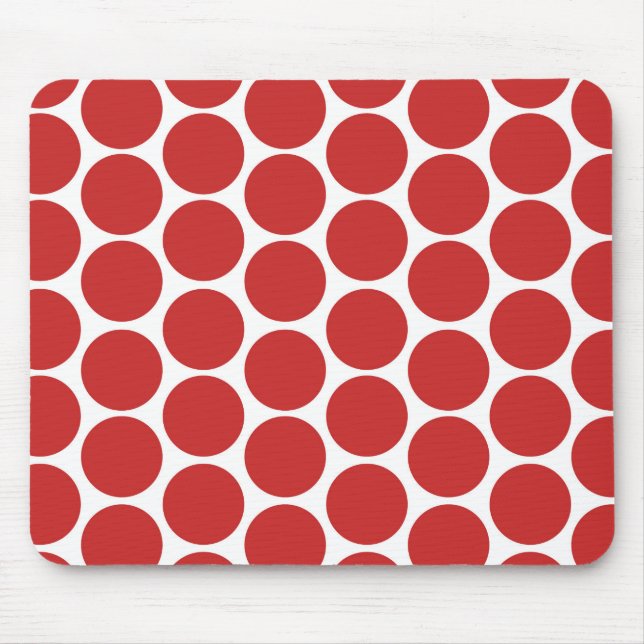 MOUSEPAD BOLINHAS VERMELHAS MODERNAS, BRANCAS (Frente)