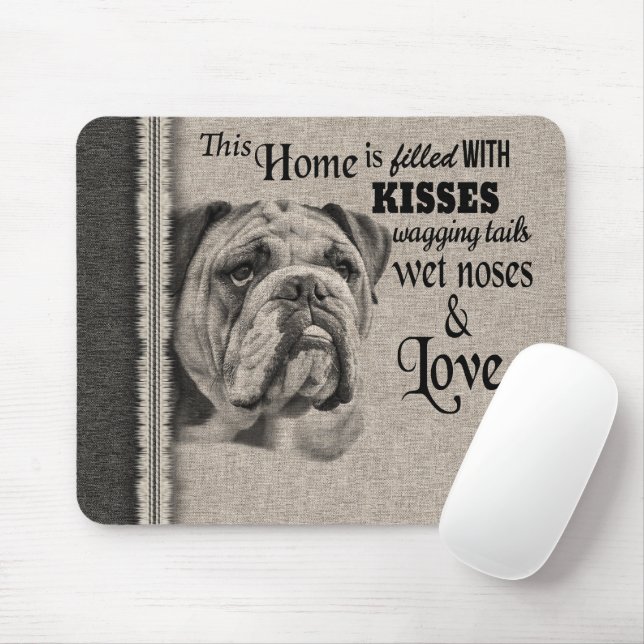 Mousepad Bolldog Inglês retrata citação bonitinha (Com mouse)