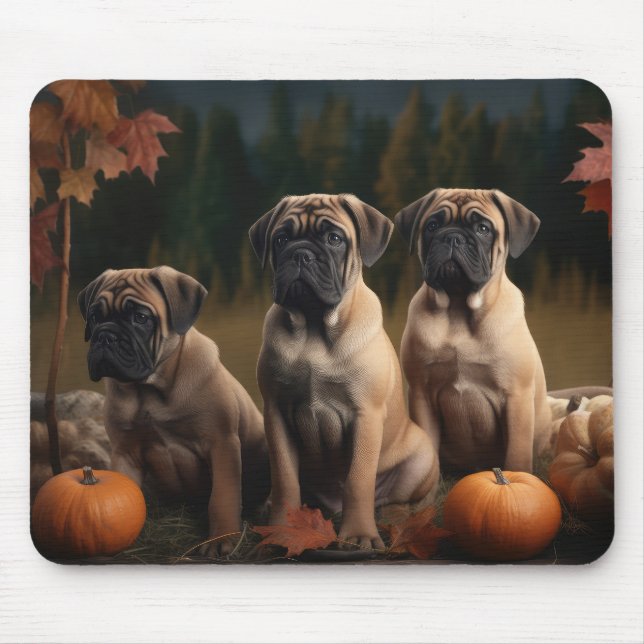 Mousepad Bolmastiff Puppy Autumn Delight Pumpkin (Frente)