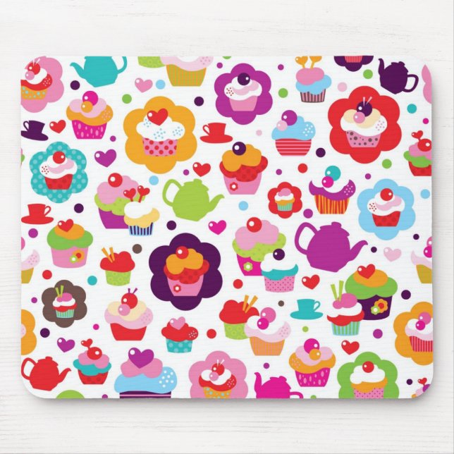 Mousepad Bolo bonito do copo e pote do chá (Frente)
