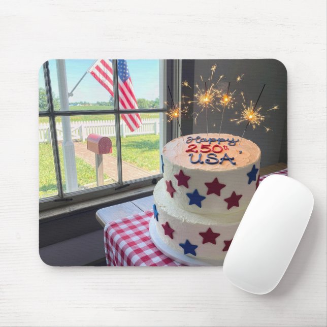 Mousepad Bolo de 250º Aniversário do Quatro de Julho (Com mouse)