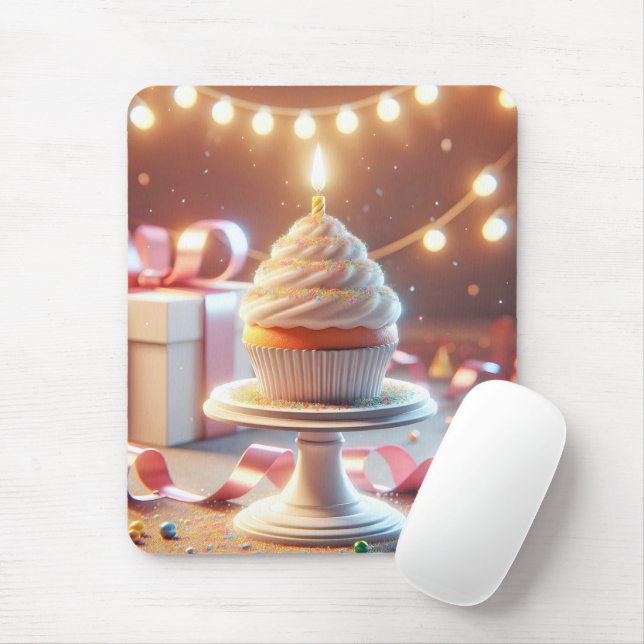 Mousepad Bolo de Aniversário com Vela (Com mouse)