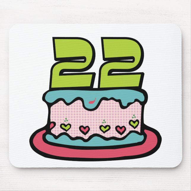 Mousepad Bolo de aniversário de 22 anos (Frente)