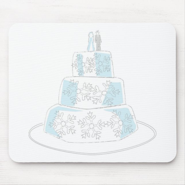 Mousepad Bolo de Casamento com Três Níveis com Floco de Nev (Frente)