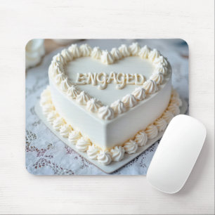 Mousepad Bolo de Coração Branco para Noivado